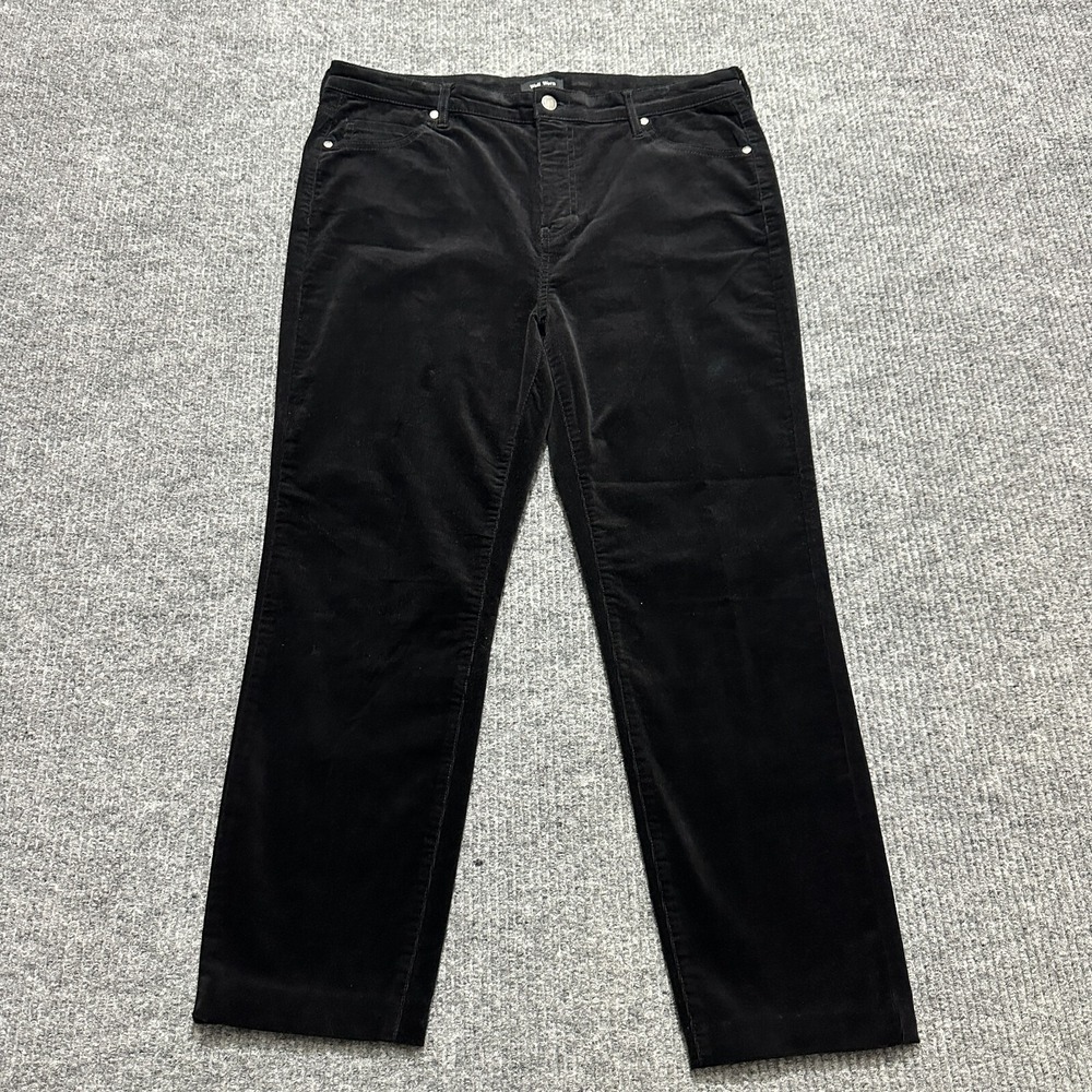 Well Worn Womens‎ Pants Size 14/34 Black Soft Corduroy Casual High Rise Trouser